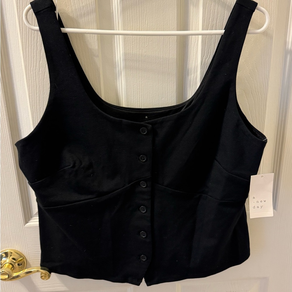 A New Day Women's Black Button-Down Top